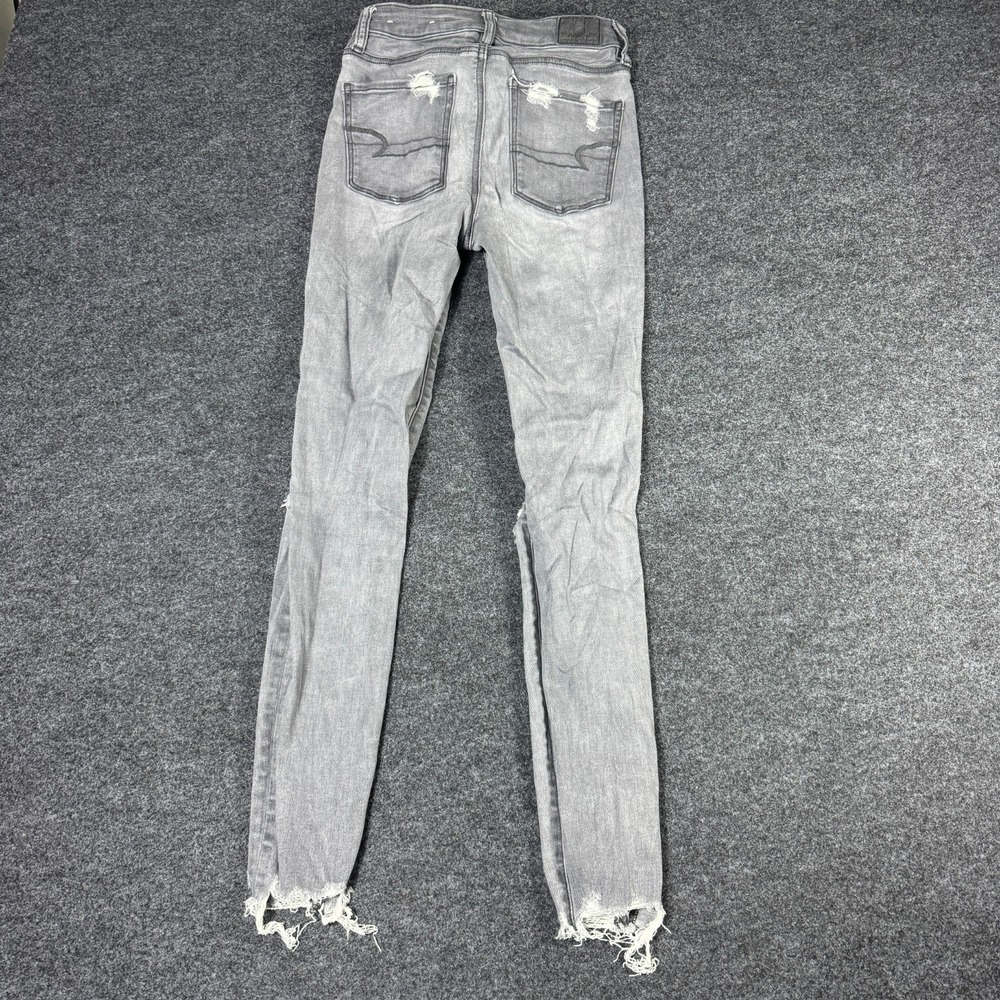 American Eagle Outfitters Jegging Jeans Womens 00 Charcoal Gray Denim Distressed